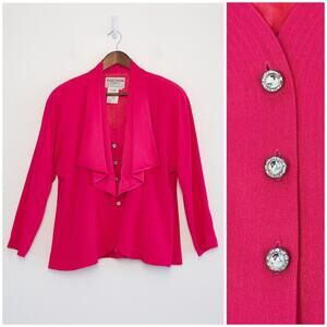 VTG 90s Daymor Couture Evening Jacket Blazer Women L Pink Formal Bold Barbiecore